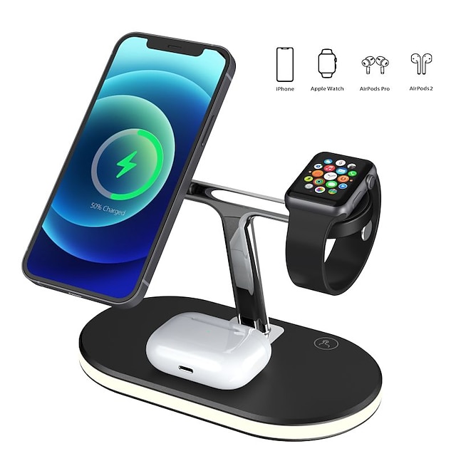  15 W Output Power USB 3 in 1 Wireless Chargers Wireless Charger Portable Short Circuit Protection over current protection CE Certified For Apple Watch AirPods iPhone 13 mini Pro Max
