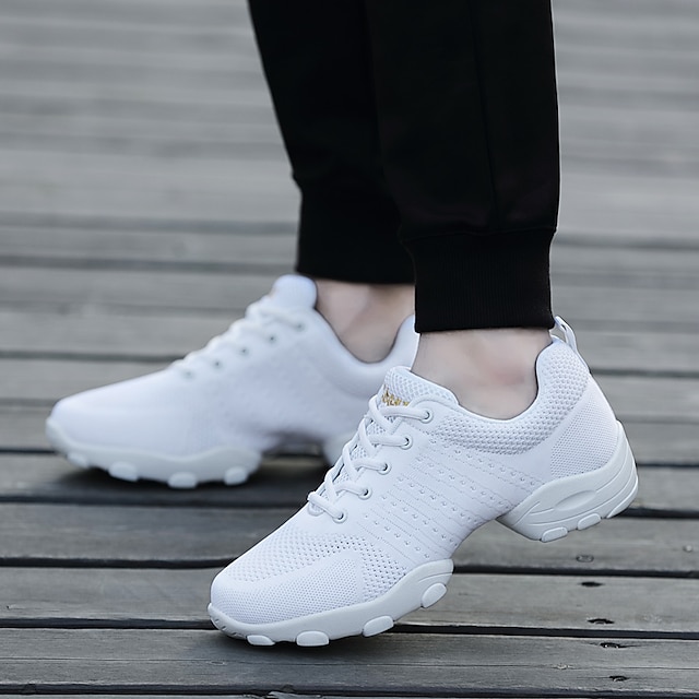 Men's Breathable Mesh Dance Sneakers Lightweight LaceUp Jazz Shoes