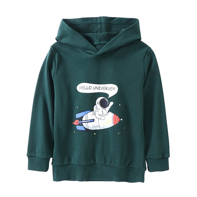 Baby & Kids Boys Clothing | Kids Boys Hoodie Long Sleeve Cartoon Letter Green Children Tops Fall Basic Cool Regular Fit 3-8 Year