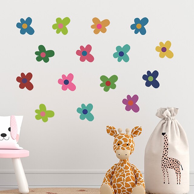  cartoon color small flowers children‘s bedroom entrance wall beautification decorative wall stickers self-adhesive