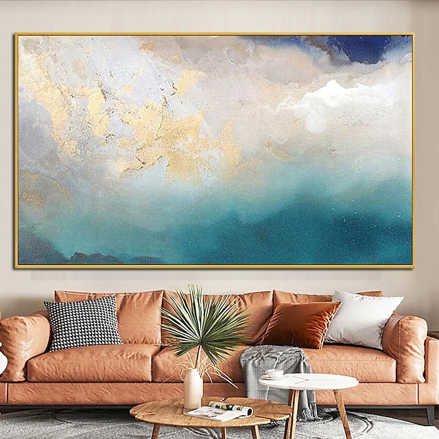 Home & Garden Wall Art | Oil Painting Handmade Hand Painted Wall Art Modern Blue Gold Foil Abstract Picture Home Decoration Deco