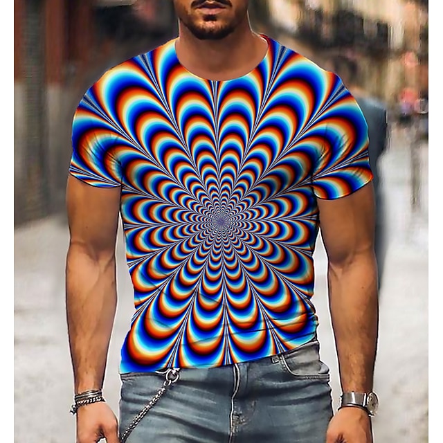 Men's Tee T shirt Shirt 3D Print Graphic Optical Illusion Plus Size ...