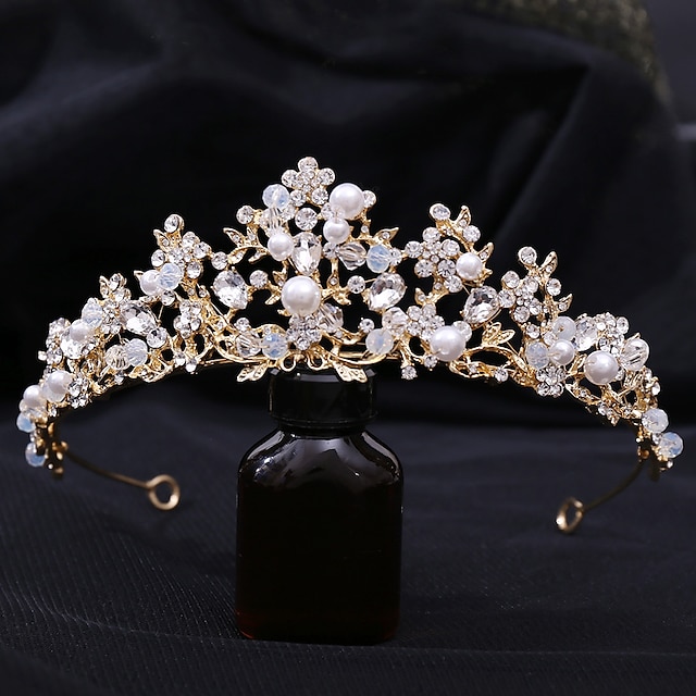  Crown Tiaras Headbands Headpiece Imitation Pearl Rhinestone Wedding Party / Evening Retro Sweet With Faux Pearl Crystal / Rhinestone Headpiece Headwear