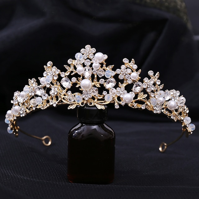  Kroon Tiara's Haarbanden Hoofddeksel Imitatie Parel Rhinestone Bruiloft Feest  Avond Retro Zoet Met Nepparel Kristal  Rhinestone Hoofddeksel jurk om indruk te maken