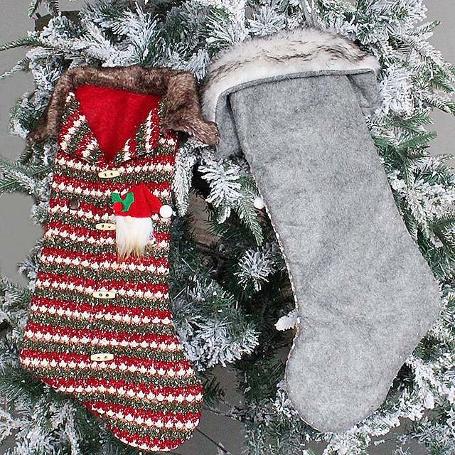 Calza di Natale 2 pezzi Calze per decorazioni natalizie Calze da appendere al camino Calze natalizie grandi Babbo Natale borsa regalo per la festa per ornamenti Decorazioni per l'albero di Natale 