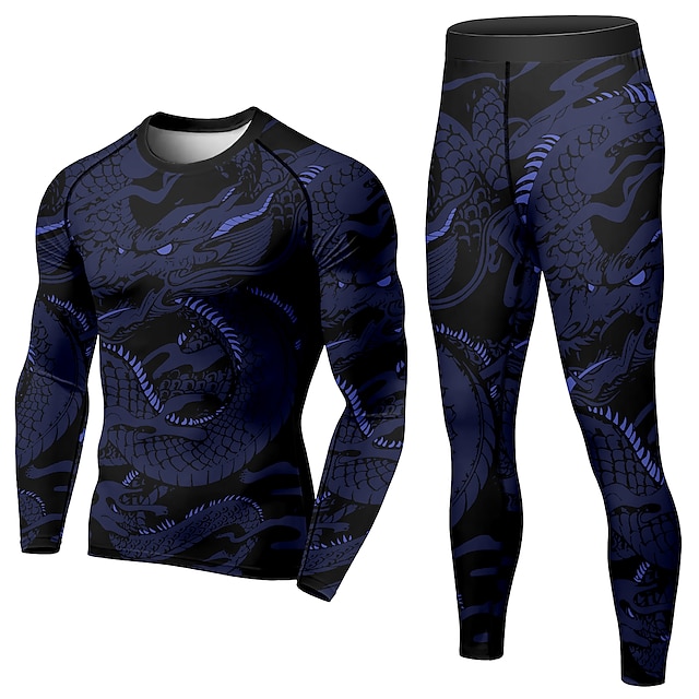 Sports & Outdoors Running, Jogging & Walking | 21Grams® Mens 2 Piece Activewear Set Compression Suit Dragon Athletic Athleisure 