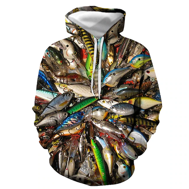 Men's Graphic Fish Hoodie Hoodies Sweatshirt Streetwear Casual Long Sleeve Hooded Casual Daily Black Blue Print Spring & Fall Designer 9