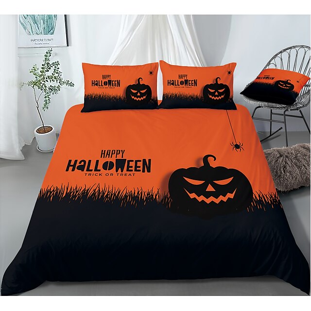  Halloweenn Duvet Cover Set Quilt Bedding Sets Comforter Cover Hotel Adult, Queen/King Size/Twin/Single(1 Duvet Cover, 1 Or 2 Pillowcases Shams) 3D Digital Print