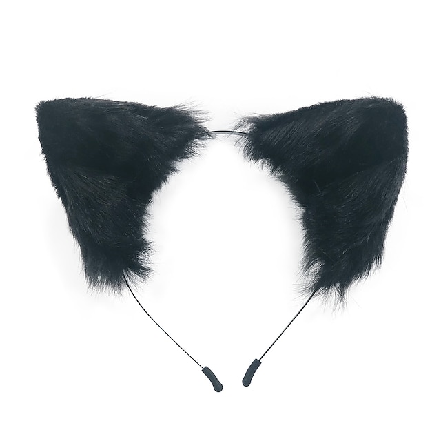  Hair Substitute Hand Made Simulated Animal Ear Hair Hoop Cat Ear Animation Character Lovely Plush  Carnival Lolita Headdress