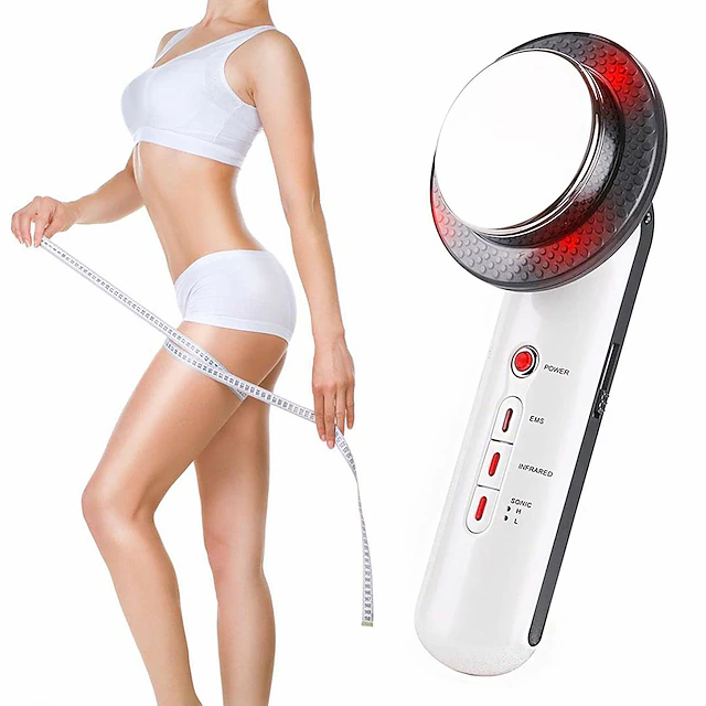3-IN-1 Ultrasonic Cavitation Machine EMS Fat Burner Infrared Therapy Body Slimming Massager Cellulite Weight Loss Skin Tighten Handheld Beauty Cellulite Massager Device for Belly Waist Arm Leg Hip 12