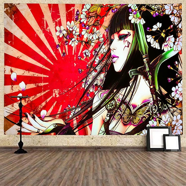  Japanese Style Wall Tapestry Art Decor Blanket Curtain Hanging Home Bedroom Living Room Decoration Polyester