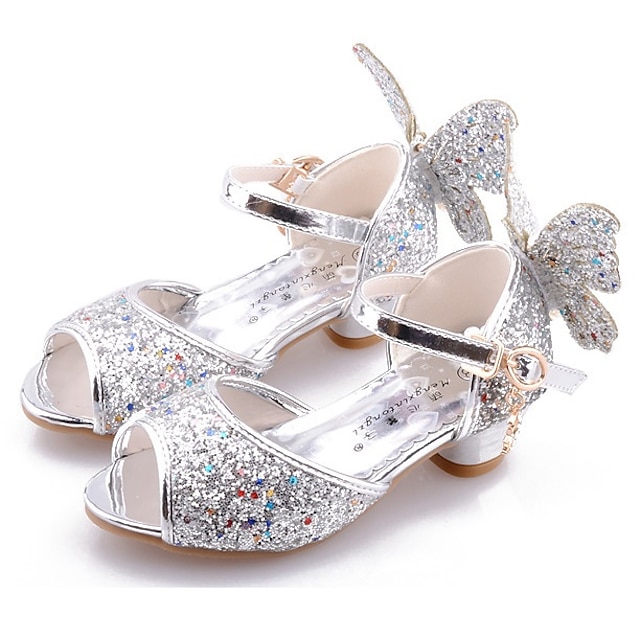  Girls' Sandals Princess Shoes Glitters Comfort Novelty Crystal Sequined Jeweled Toddler(9m-4ys) Little Kids(4-7ys) Big Kids(7years +) Wedding Casual Dress Walking Shoes Bowknot