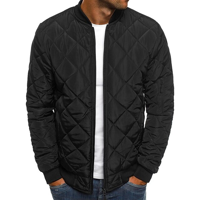  bomber da uomo giacca trapuntata giacca imbottita con diamanti inverno all'aperto grosso varsity volo antivento caldo trench cuciture trapuntate in cotone soprabito esterno cerniera completa campeggio escursionismo caccia pesca