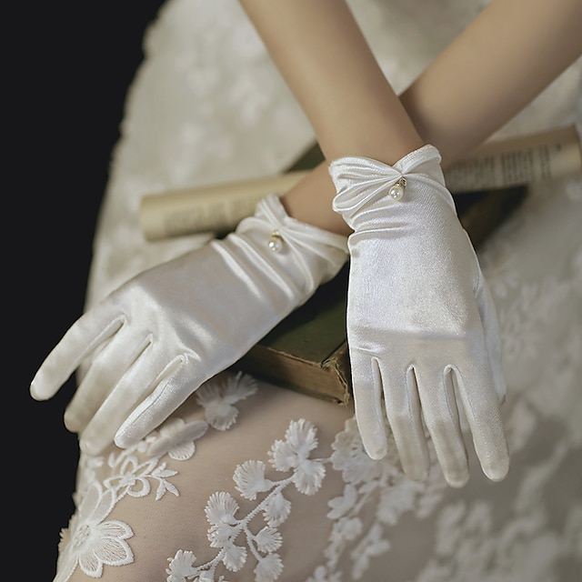  Polyester Wrist Length Glove Gloves / Imitation Pearl With Faux Pearl / Solid Wedding / Party Glove