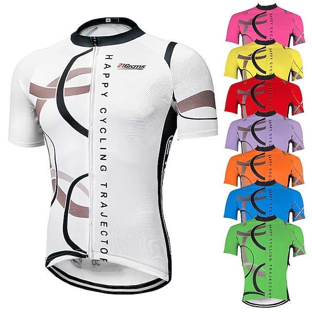  21Grams Men's Short Sleeve Cycling Jersey Bike Jersey Top with 3 Rear Pockets Breathable Ultraviolet Resistant Quick Dry Mountain Bike MTB Road Bike Cycling Green White Yellow Polyester Sports