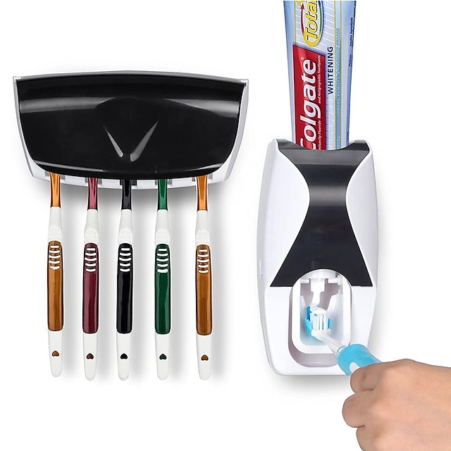 New Automatic Toothpaste Dispenser Dust-proof Wall Mount Stand Squeezer Bathroom 