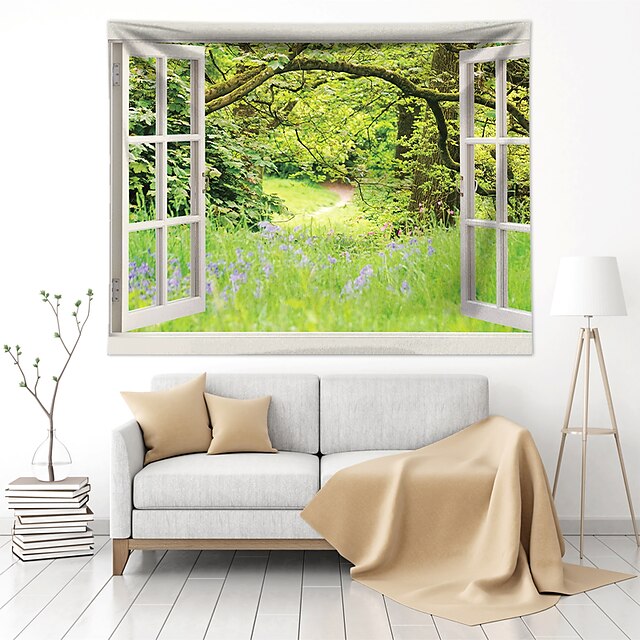 Home & Garden Home Decor | Fake Window Landscape Wall Tapestry Art Decor Blanket Curtain Hanging Home Bedroom Living Room Decora