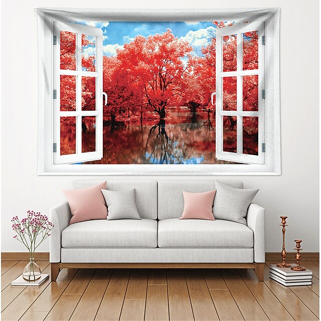 Home & Garden Home Decor | Fake Window Landscape Wall Tapestry Art Decor Blanket Curtain Hanging Home Bedroom Living Room Decora