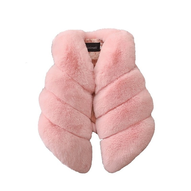  Kids Girls' Vest Sleeveless Gray Pink Khaki Plain Winter Active 2-8 Years / Cute / Cotton