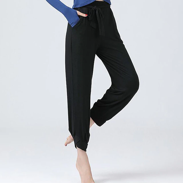 Ballroom Dance Activewear Pants Cinch Cord Solid Women's Training ...