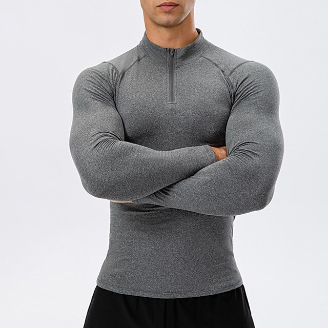 Sports & Outdoors Running, Jogging & Walking | YUERLIAN Mens Long Sleeve Compression Shirt Running Shirt Half Zip Sweatshirt Top