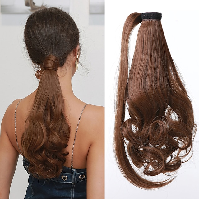 14 Long Wavy Clip in Ponytail Wrap Around Pony Tail Heat Resistant  Synthetic Hair Extension Black Brown for Women 8824829 2023 – $