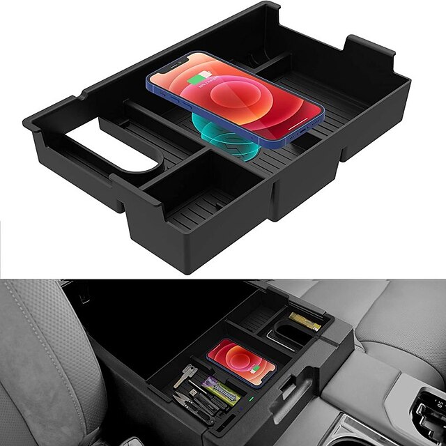  Car Qi Wireless for Toyota Tundra 2007-2021 Wireless Charging Tray Center Console Organizer for Toyota Tundra Accessories Sequoia 2007 2008 2009 2010 2011 2012 2013 2014 2015 2016 2017 2018 2019 2020 2021