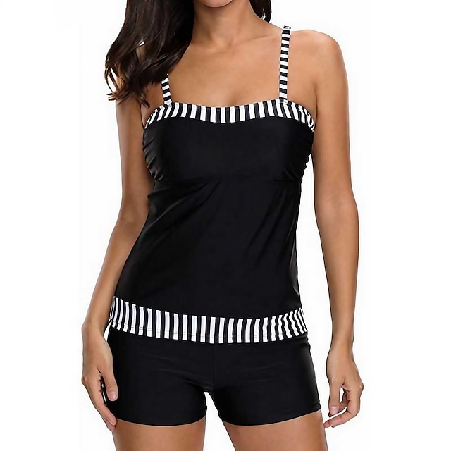  Women's Swimwear Tankini 2 Piece Swimsuit Slim Stripe As shown Bathing Suits New / Padded Bras
