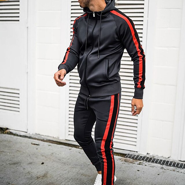 Sports & Outdoors Running, Jogging & Walking | Mens 2 Piece Tracksuit Sweatsuit 2pcs Winter Long Sleeve Moisture Wicking Breatha