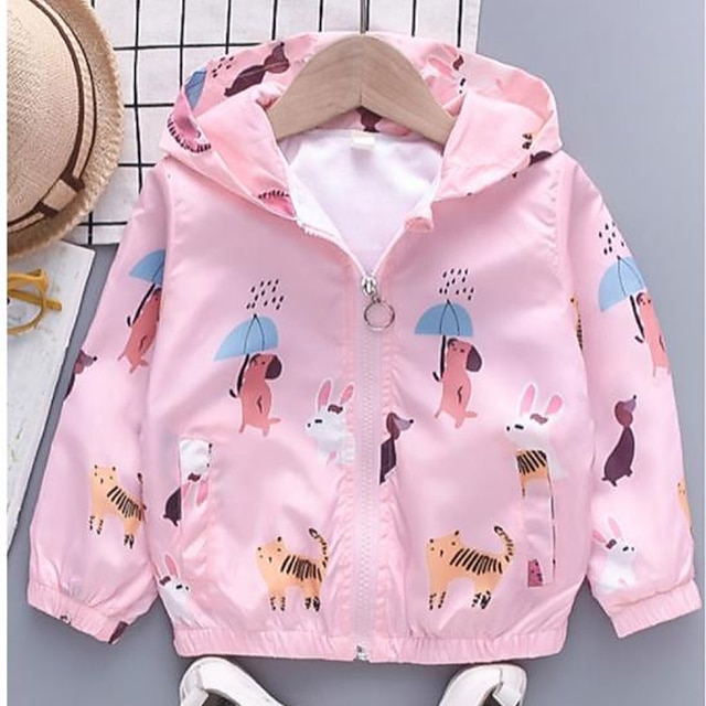 Baby & Kids Girls Clothing | Kids Toddler Girls Cardigan Long Sleeve Animal Zipper Pocket Pale Pink Cotton Children Tops Fall Sp