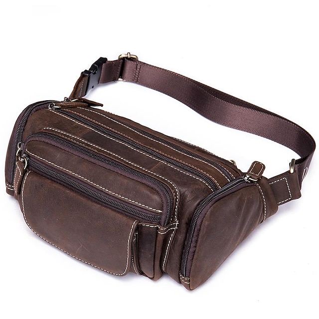 Men's Genuine Leather Cowhide Fanny Waist Belt Bag Purse Messenger Chest Bag New 