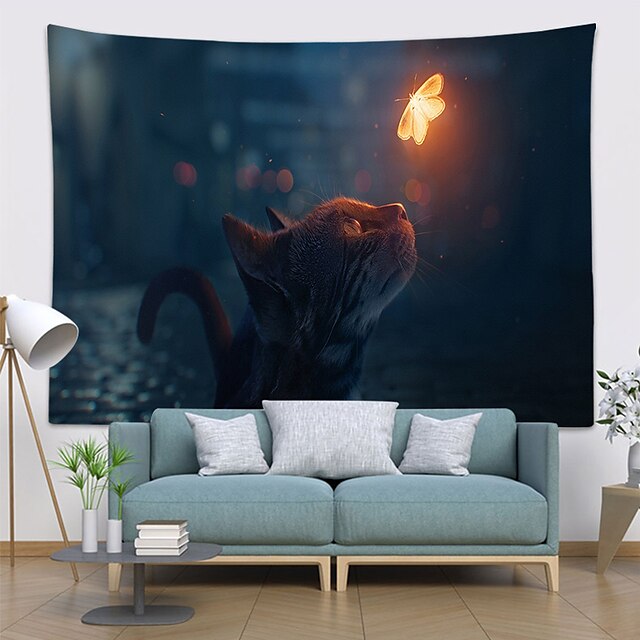 Home & Garden Home Decor | Cat Wall Tapestry Art Decor Blanket Curtain Hanging Home Bedroom Living Room Decoration Polyester - T