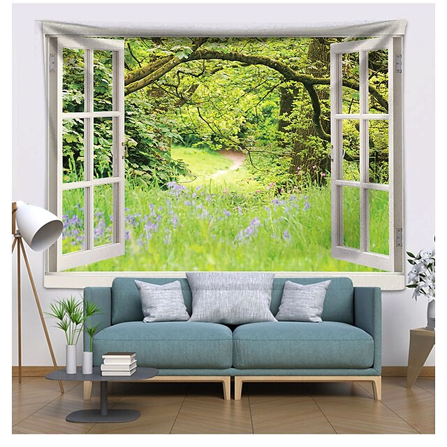 Home & Garden Home Decor | Fake Window Landscape Wall Tapestry Art Decor Blanket Curtain Hanging Home Bedroom Living Room Decora