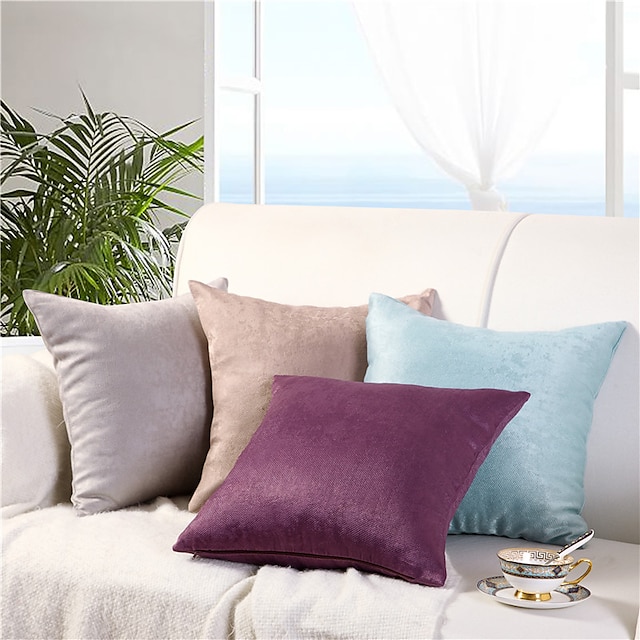 Home & Garden Home Decor | Modern Simple Solid Color 1 Piece Removable Pillowcase Square Zipper Car Cushion Waist Pillow - QX346