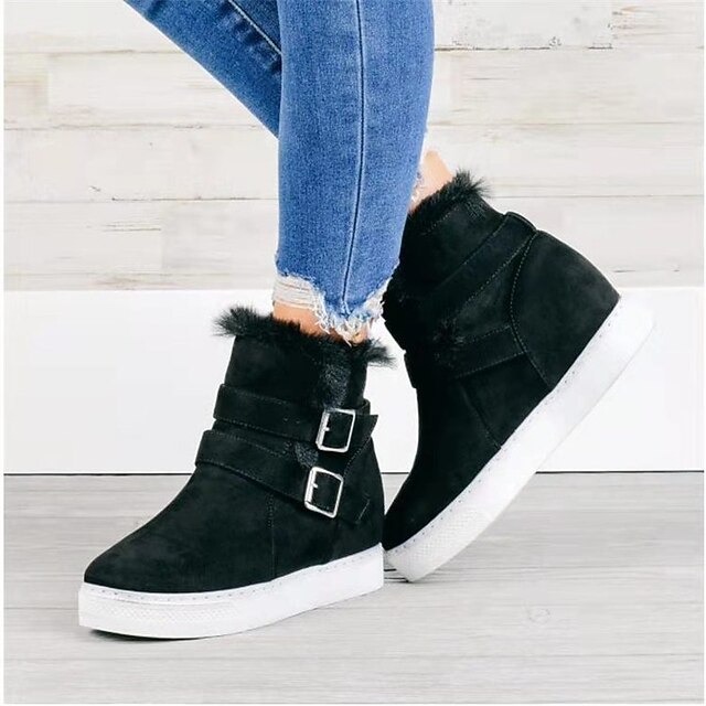 Mulheres Botas Botas de Neve Botas Botas Tornozelo Ponta Redonda Couro  Ecológico Cor Sólida Preto Verde Tropa Cáqui de 8824191 2022 por €34.99
