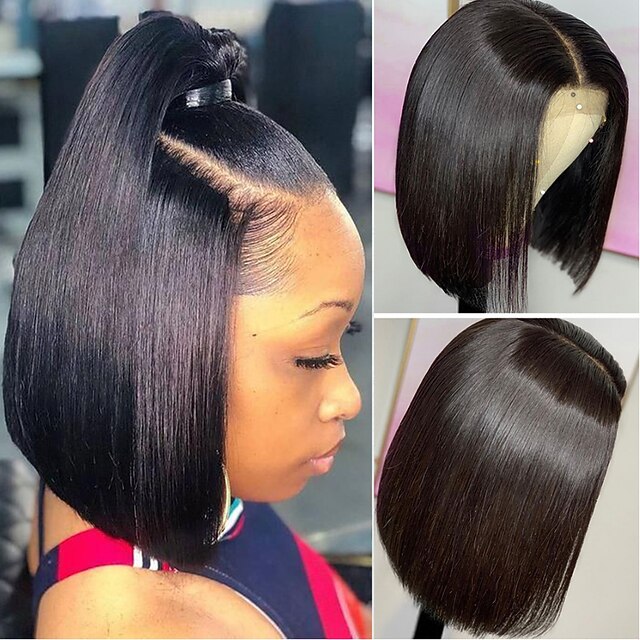 

150% 180% 13x4 Lace Short Bob Wig Human Hair Wigs Brazilian BoB Wigs For Women 134 Straight Human Hair Lace Frontal Wigs Pre Plucked Humain