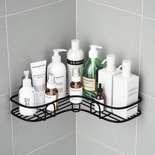  Shower Caddy Bathroom Shelf with Hooks, Shower Caddy Rack, Bathroom Kitchen No Punching Triangle Storage Rack, Bathroom Accessories