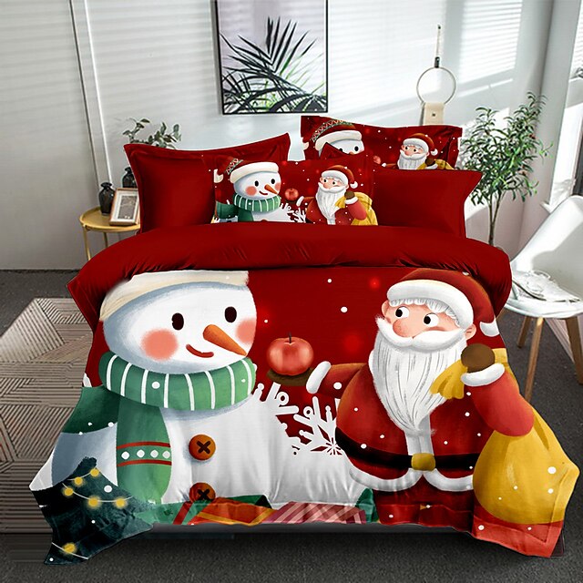 Christmas Santa Claus Bedding Duvet Cover Set Pillowcase Single Twin Double King 