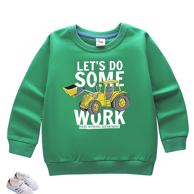 Baby & Kids Boys Clothing | Kids Boys Sweatshirt Long Sleeve Green White Black Cartoon Letter Cotton Active Cool 3-10 Years / Fa