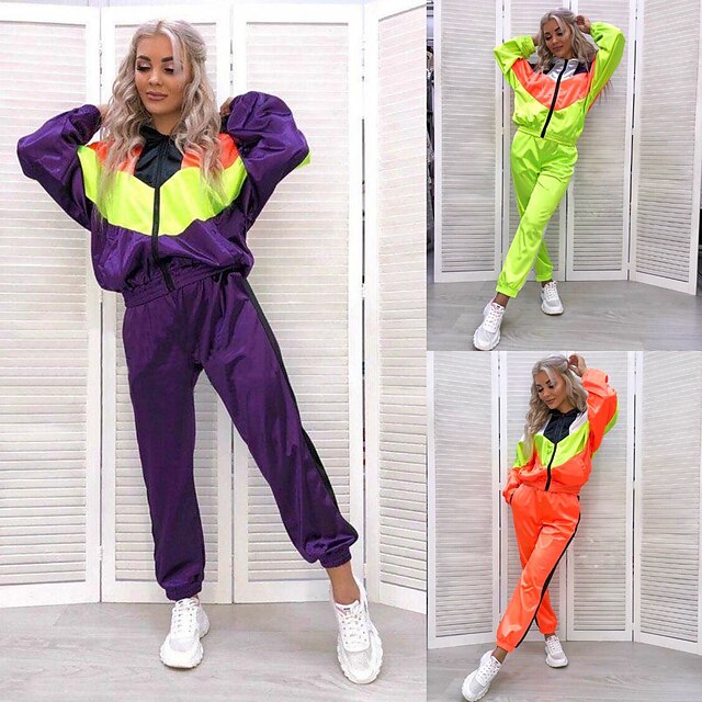 Sports & Outdoors Running, Jogging & Walking | Womens Patchwork Tracksuit Sweatsuit Jogging Suit Street Casual Winter Long Sleev