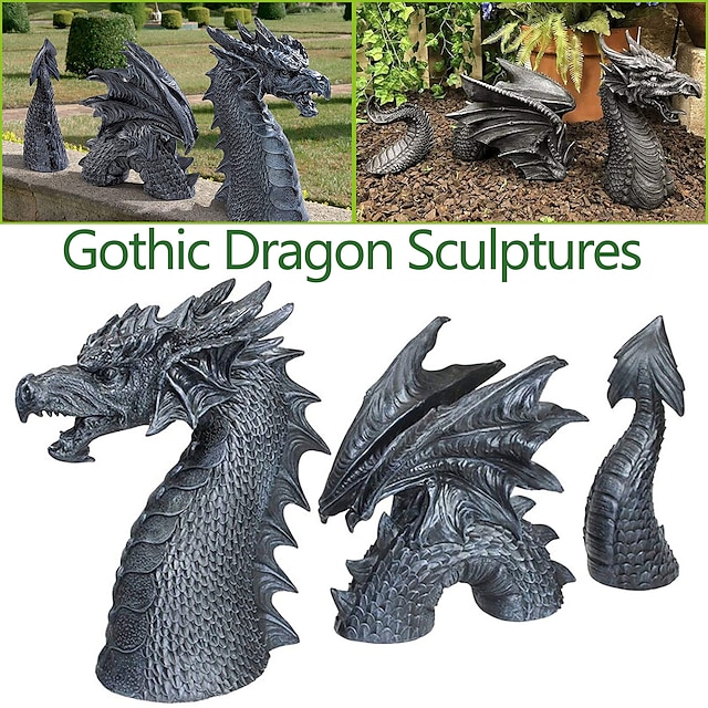 decoração do jardim do dragão resina decoração da estátua do dragão resina dragão jardin garten decoração decoração do jardim da páscoa acessórios para casa