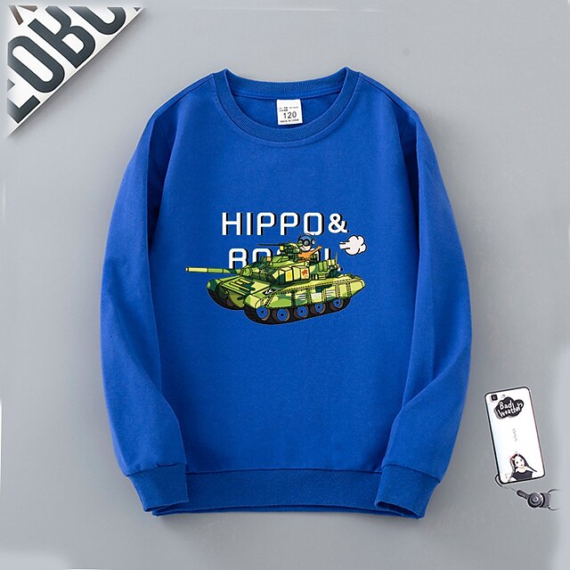 Baby & Kids Boys Clothing | Kids Boys Sweatshirt Long Sleeve Green Blue White Cartoon Graphic Letter Cotton Indoor Outdoor Cool 