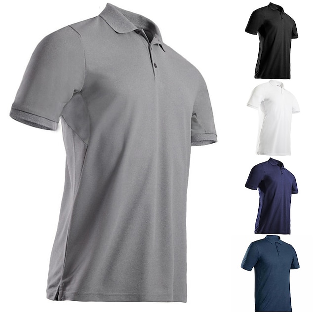  21Grams FIT Men's Golf Shirt Tennis Shirt Breathable Quick Dry Moisture Wicking Short Sleeve T Shirt Top Slim Fit Patchwork Solid Color Summer Tennis Golf Running / Stretchy / Lightweight
