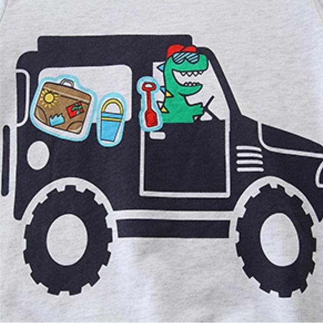 Baby & Kids Boys Clothing | Kids Boys Sweatshirt Long Sleeve Cartoon Car Dinosaur Gray Children Tops Fall Spring Active Basic Da