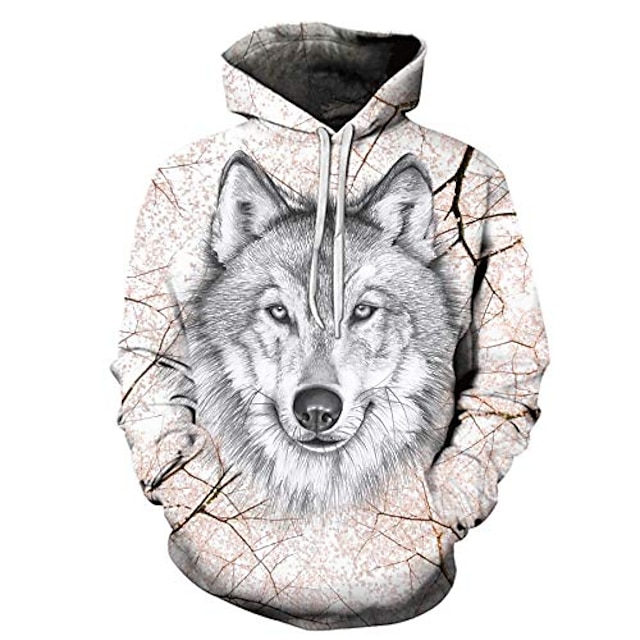  herre unisex yasite wolf sakura unisex nyhet pullover hettegensere 3d print realistisk trykt mønster sweatshirt med lomme