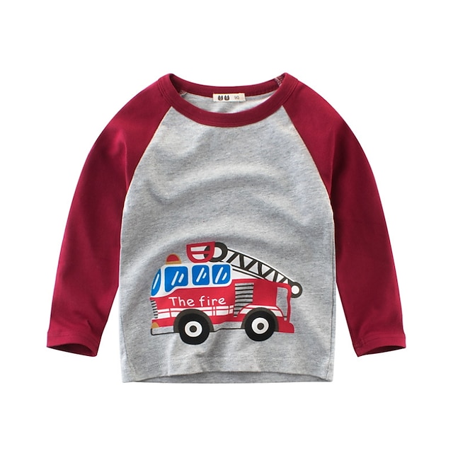 Baby & Kids Boys Clothing | Kids Boys Sweatshirt Long Sleeve Cartoon Car Yellow Gray White Children Tops Fall Spring Active Fash