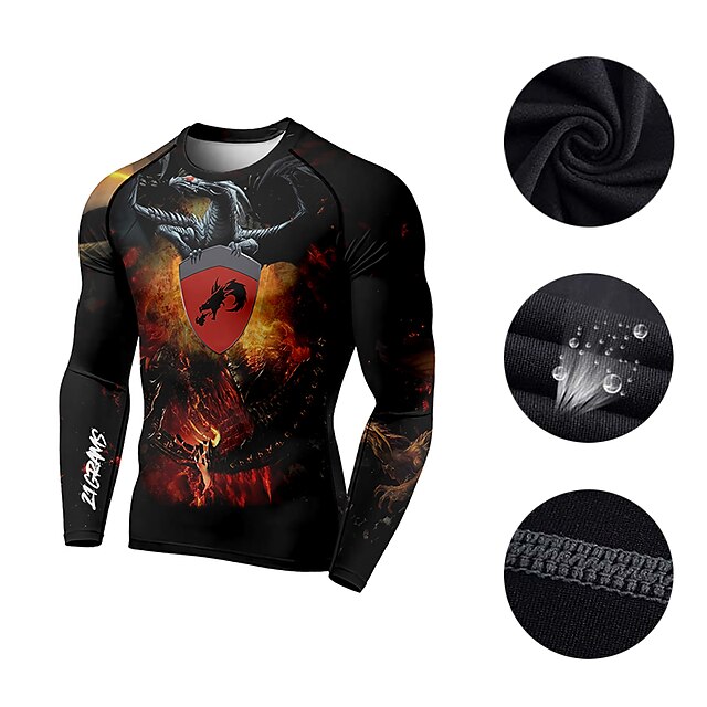 Sports & Outdoors Running, Jogging & Walking | 21Grams® Mens Long Sleeve Compression Shirt Running Shirt Top Athletic Athleisure