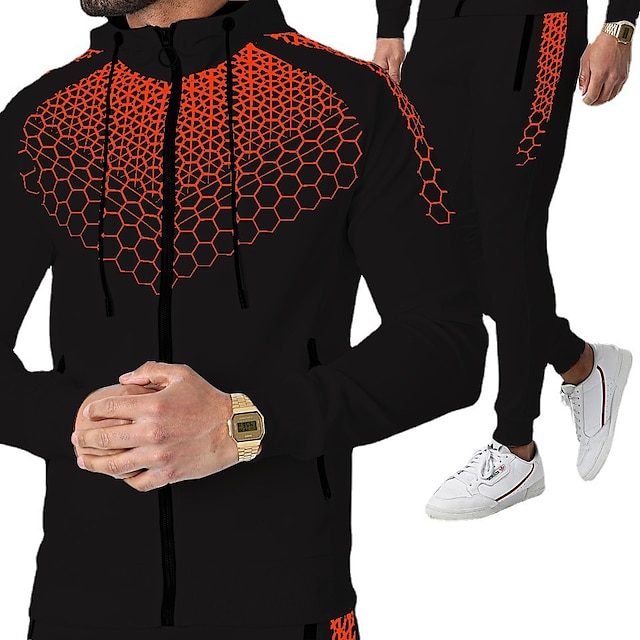 Sports & Outdoors Running, Jogging & Walking | Mens 2 Piece Full Zip Tracksuit Sweatsuit Casual Athleisure Winter Long Sleeve Th