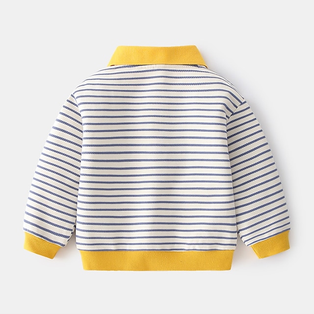 Baby & Kids Boys Clothing | Kids Boys Sweatshirt Long Sleeve Stripe Blue Yellow Children Tops Fall Basic Cool Formal Regular Fit