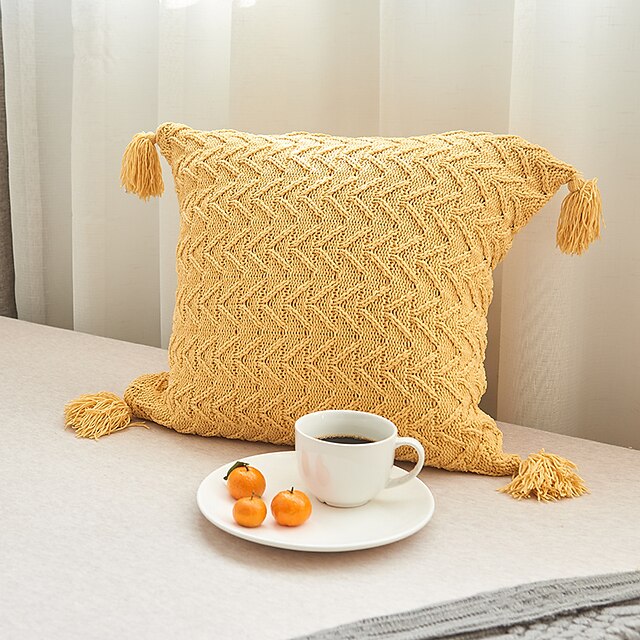 Home & Garden Home Decor | Pillow Covers Cozy Lumbar Oblong Rectangle Throw Pillow Cases Modern Fringe Cushion Covers for Couch 